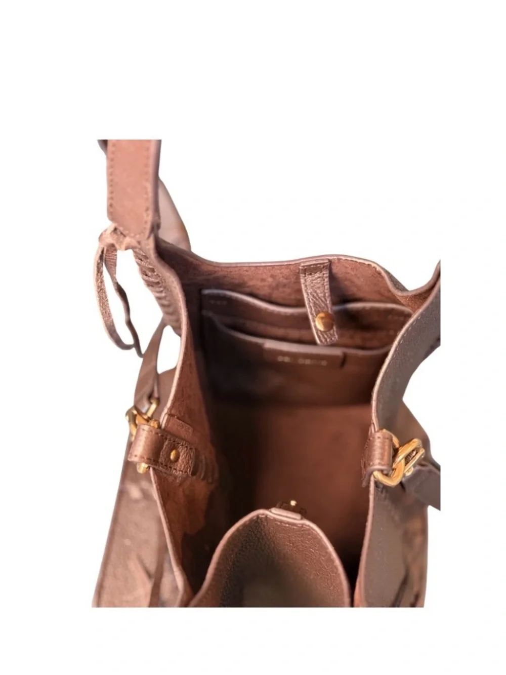 Vintage Sam Edelman Sylvia Mini Leather Crossbody Bucket Bag | Espresso | LN - Picture 7 of 12